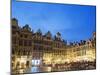 Guildhalls in the Grand Place Illuminated at Night, UNESCO World Heritage Site, Brussels, Belgium-Christian Kober-Mounted Photographic Print