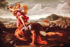 David and Goliath, 1650-1660-Guillaume Courtois-Mounted Giclee Print