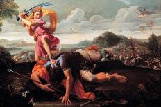David and Goliath, 1650-1660-Guillaume Courtois-Giclee Print