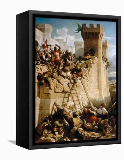 Guillaume De Clermont Defending the Walls at the Siege of Acre, 1291-Dominique Papety-Framed Premier Image Canvas