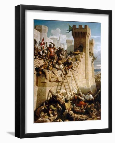 Guillaume De Clermont Defending the Walls at the Siege of Acre, 1291-Dominique Papety-Framed Giclee Print