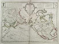 Map of Central and North America, Published in 1700, Paris-Guillaume Delisle-Mounted Giclee Print