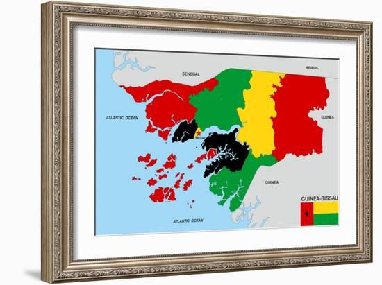 Guinea Bissau Map-tony4urban-Framed Art Print