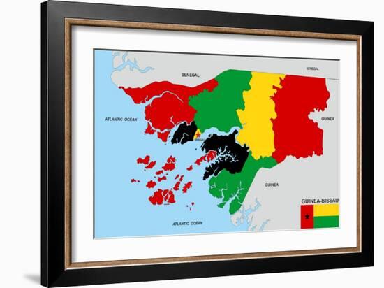 Guinea Bissau Map-tony4urban-Framed Art Print