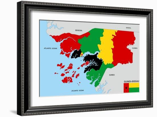 Guinea Bissau Map-tony4urban-Framed Art Print