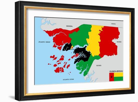 Guinea Bissau Map-tony4urban-Framed Art Print