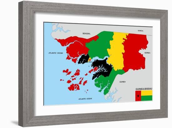 Guinea Bissau Map-tony4urban-Framed Premium Giclee Print