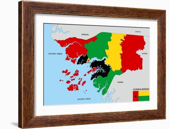 Guinea Bissau Map-tony4urban-Framed Premium Giclee Print