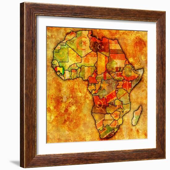 Guinea on Actual Map of Africa-michal812-Framed Art Print