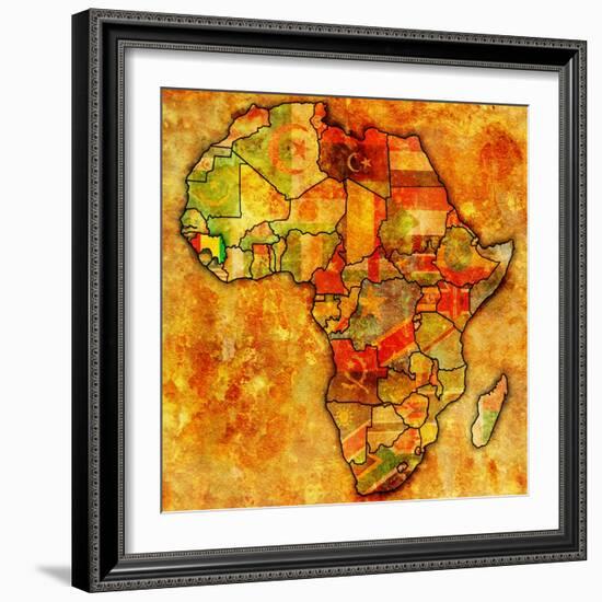 Guinea on Actual Map of Africa-michal812-Framed Art Print