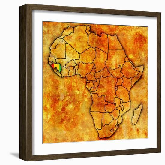 Guinea on Actual Map of Africa-michal812-Framed Art Print