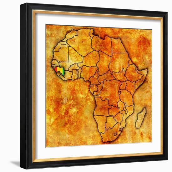 Guinea on Actual Map of Africa-michal812-Framed Art Print