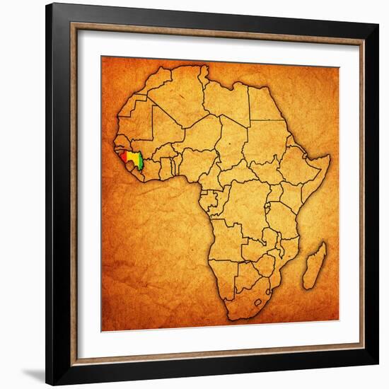 Guinea on Actual Map of Africa-michal812-Framed Art Print
