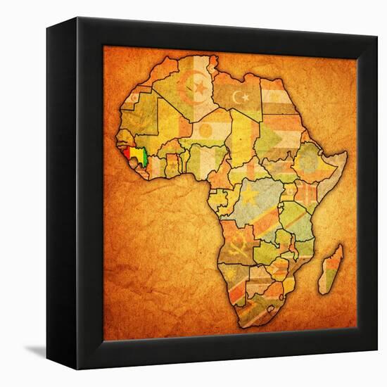 Guinea on Actual Map of Africa-michal812-Framed Stretched Canvas