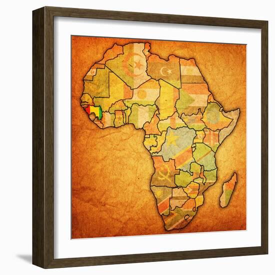 Guinea on Actual Map of Africa-michal812-Framed Art Print