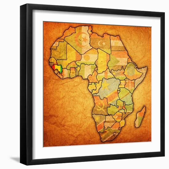 Guinea on Actual Map of Africa-michal812-Framed Art Print