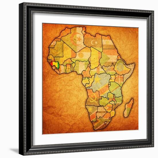 Guinea on Actual Map of Africa-michal812-Framed Art Print