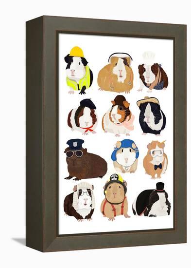 Guinea Pigs Working-Hanna Melin-Framed Stretched Canvas