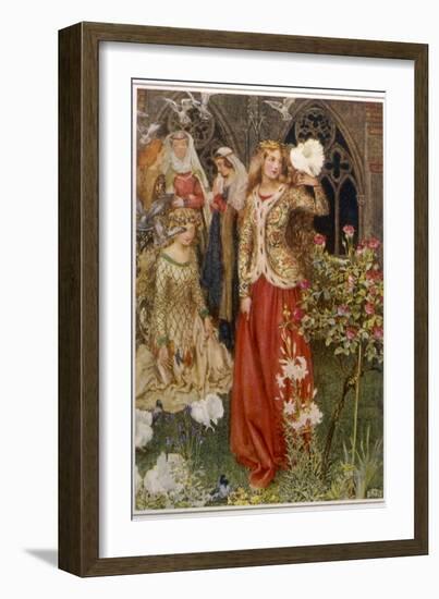 Guinevere and Her Ladies-In- Waiting in the Golden Days-Eleanor Fortescue Brickdale-Framed Photographic Print