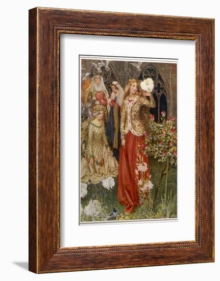 Guinevere and Her Ladies-In- Waiting in the Golden Days-Eleanor Fortescue Brickdale-Framed Photographic Print