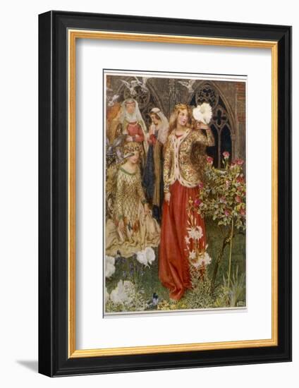 Guinevere and Her Ladies-In- Waiting in the Golden Days-Eleanor Fortescue Brickdale-Framed Photographic Print