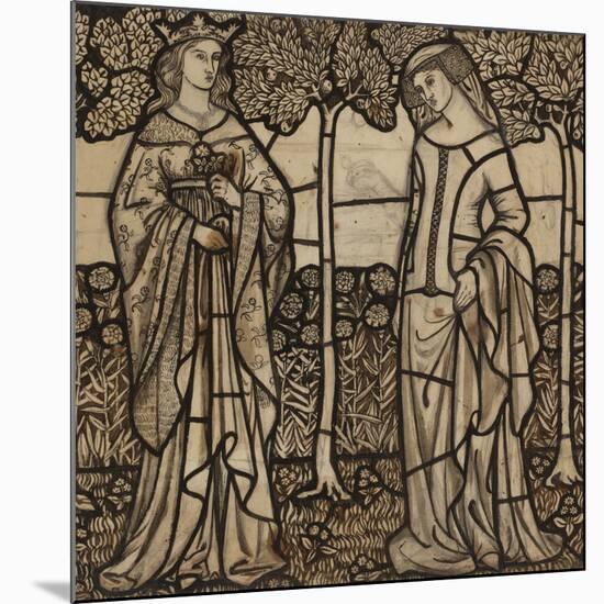 Guinevere and Iseult: Cartoon for Stained Glass-William Morris-Mounted Giclee Print