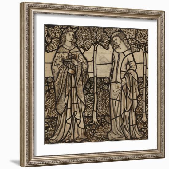 Guinevere and Iseult: Cartoon for Stained Glass-William Morris-Framed Giclee Print