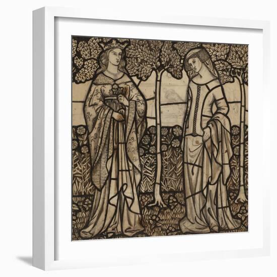 Guinevere and Iseult: Cartoon for Stained Glass-William Morris-Framed Giclee Print