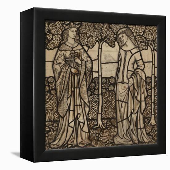 Guinevere and Iseult: Cartoon for Stained Glass-William Morris-Framed Premier Image Canvas