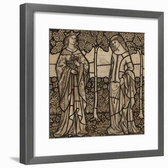 Guinevere and Iseult: Cartoon for Stained Glass-William Morris-Framed Premium Giclee Print