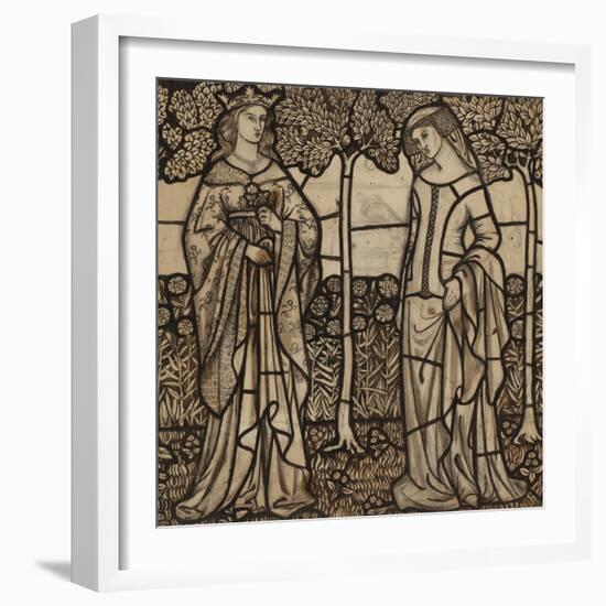 Guinevere and Iseult: Cartoon for Stained Glass-William Morris-Framed Premium Giclee Print