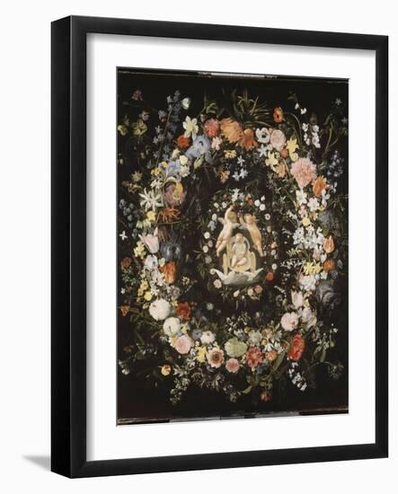 Guirlande de fleurs (Seghers) entourant un médaillon représentant le triomphe de l'Amour-Daniel Seghers-Framed Giclee Print