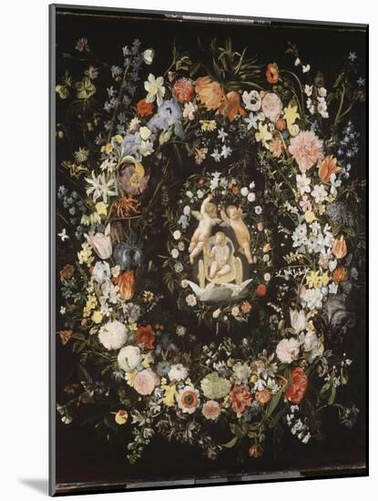 Guirlande de fleurs (Seghers) entourant un médaillon représentant le triomphe de l'Amour-Daniel Seghers-Mounted Giclee Print
