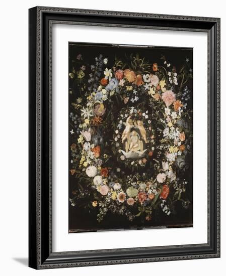 Guirlande de fleurs (Seghers) entourant un médaillon représentant le triomphe de l'Amour-Daniel Seghers-Framed Giclee Print