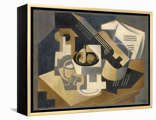 Guitar and Fruit Bowl on a Table, 1918 (Oil on Canvas)-Juan Gris-Framed Premier Image Canvas