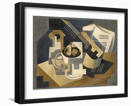 Guitar and Fruit Bowl on a Table, 1918 (Oil on Canvas)-Juan Gris-Framed Giclee Print