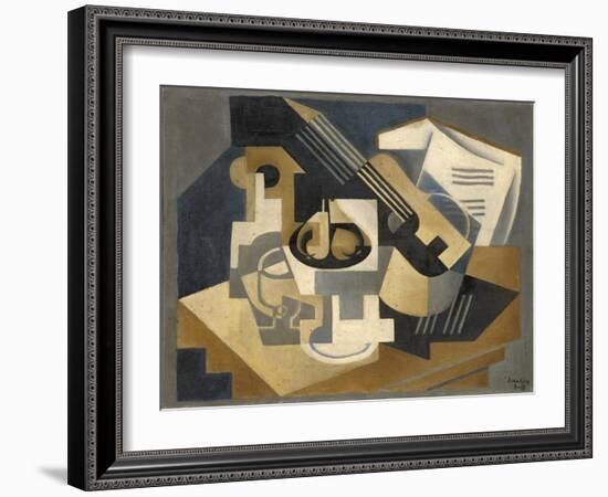 Guitar and Fruit Bowl on a Table, 1918 (Oil on Canvas)-Juan Gris-Framed Giclee Print