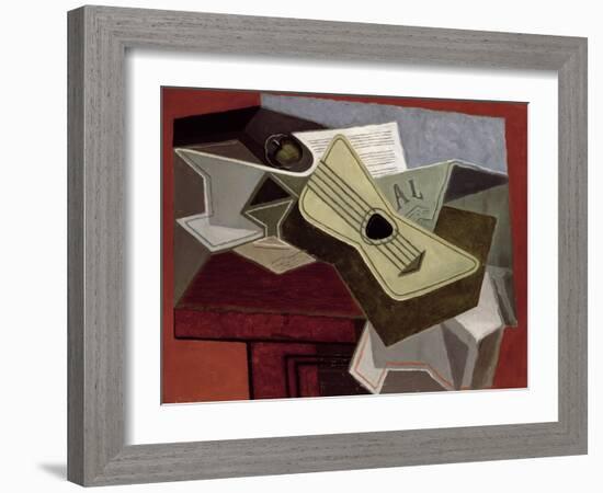 Guitar and Newspaper, 1925-Juan Gris-Framed Giclee Print