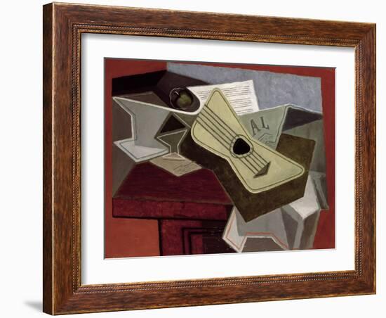 Guitar and Newspaper, 1925-Juan Gris-Framed Giclee Print