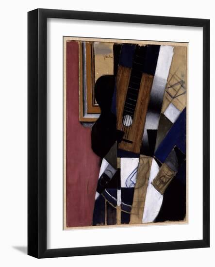Guitar and Pipe, 1913 (Oil & Charcoal on Canvas)-Juan Gris-Framed Giclee Print