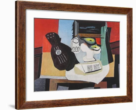 Guitar, Glass and Fruit-Pablo Picasso-Framed Collectable Print