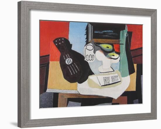 Guitar, Glass and Fruit-Pablo Picasso-Framed Collectable Print