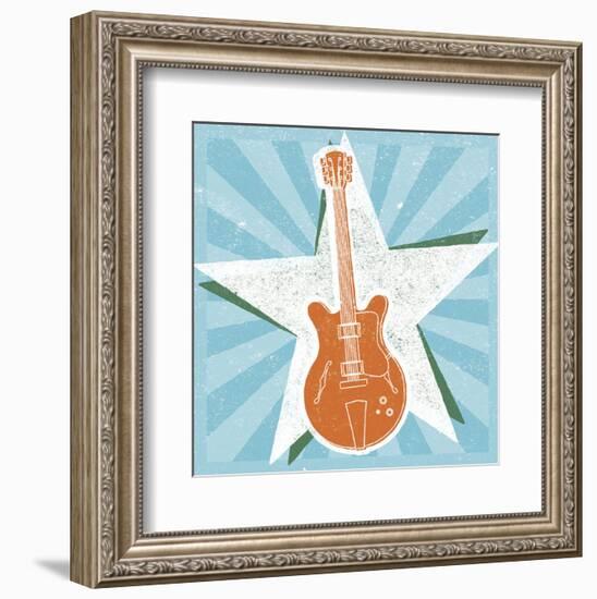 Guitar No. 2 Carnival Style-John W^ Golden-Framed Art Print