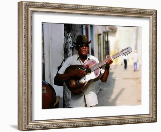 Guitar-Playing Troubador, Trinidad, Sancti Spiritus, Cuba-Christopher P Baker-Framed Photographic Print