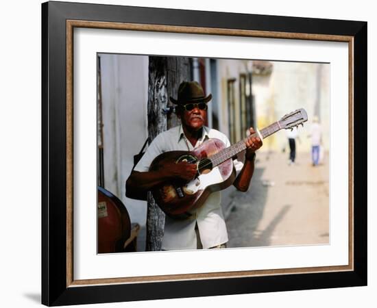 Guitar-Playing Troubador, Trinidad, Sancti Spiritus, Cuba-Christopher P Baker-Framed Photographic Print