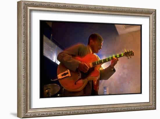 Guitarist Mark Whitfield Playing Large Guitar at MK's-Ted Thai-Framed Giclee Print