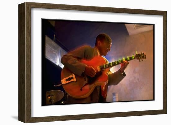 Guitarist Mark Whitfield Playing Large Guitar at MK's-Ted Thai-Framed Giclee Print