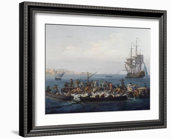 Gulf of Bandol or Fishing for Tuna, 1754-Claude Joseph Vernet-Framed Giclee Print