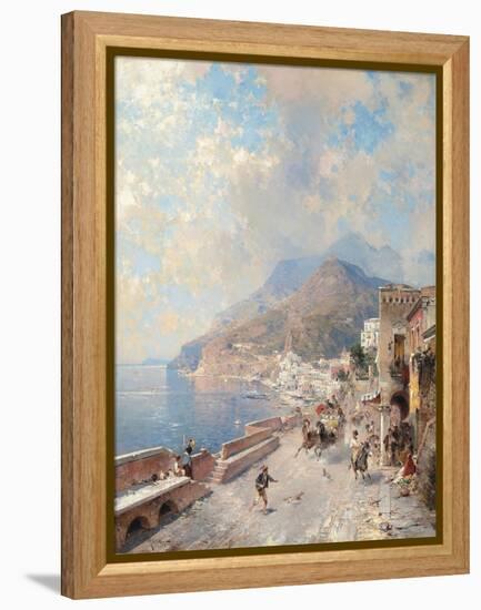 Gulf of Salerno, Amalfi-Franz Richard Unterberger-Framed Premier Image Canvas