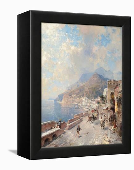 Gulf of Salerno, Amalfi-Franz Richard Unterberger-Framed Premier Image Canvas